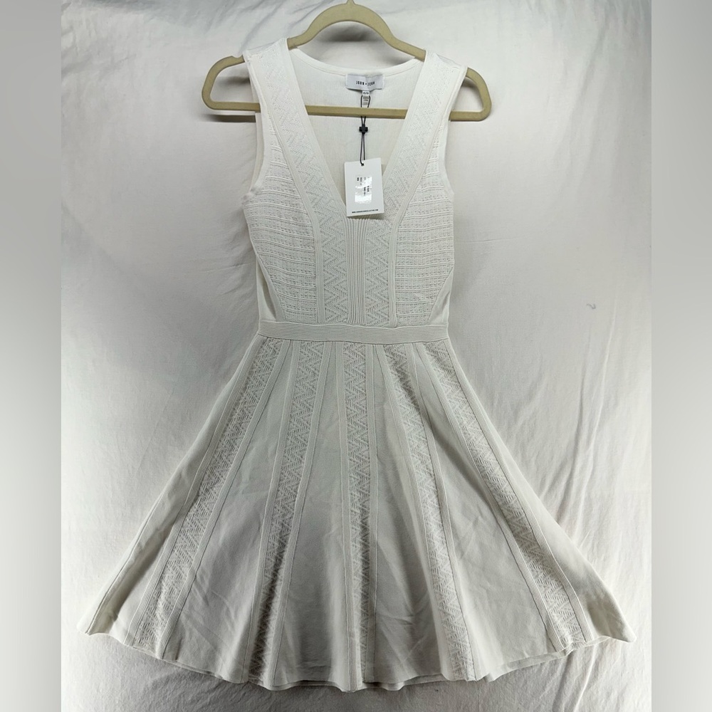 John + Jenn Sleeveless Fit & Flare Sweater Dress White XS Preppy Classic